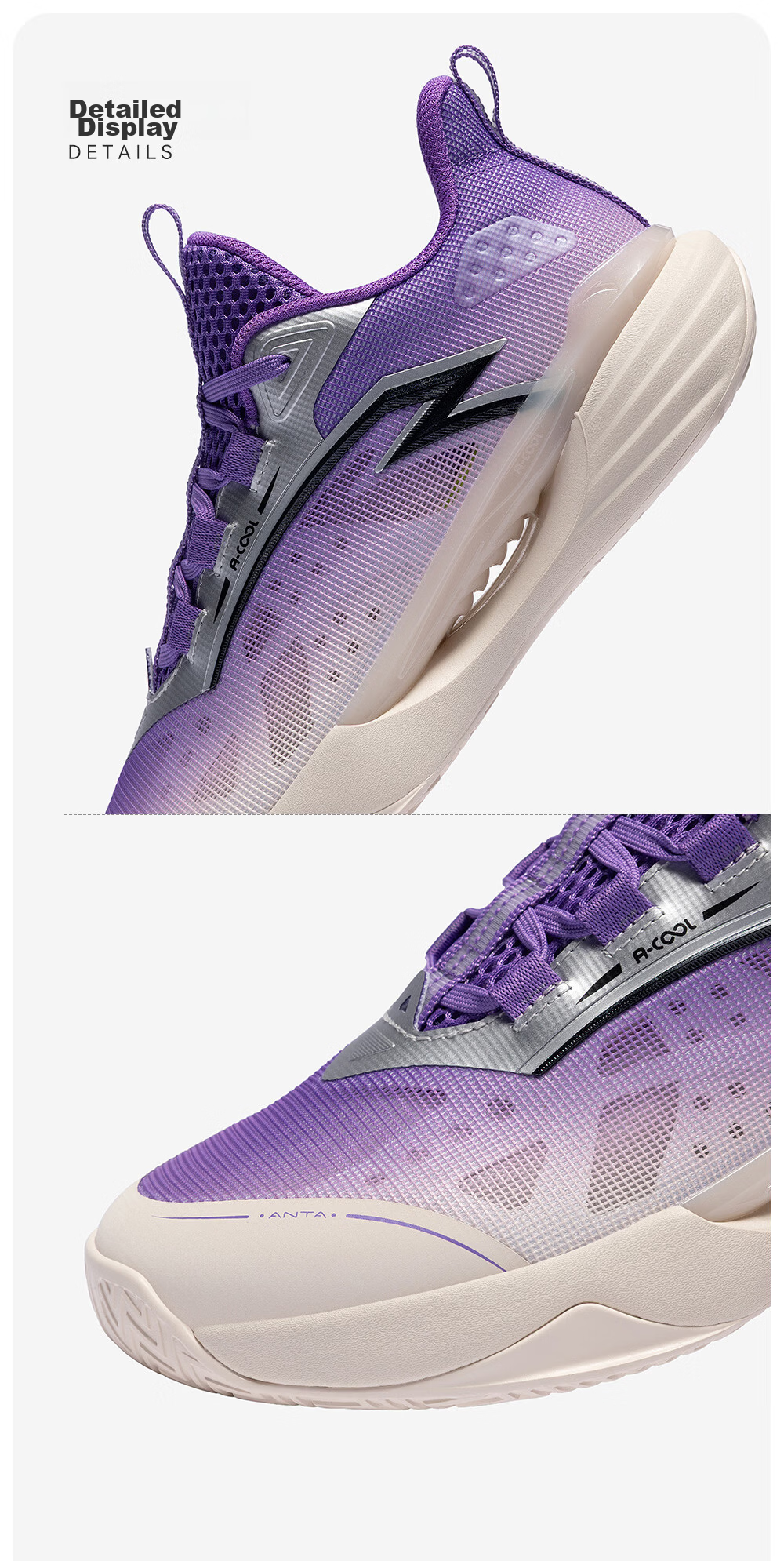 Anta Kids Boys Sports Shoes Big Kids 2026 Summer Mesh Breathable Performance Wind Tunnel Basketball Shoes A12621105 34